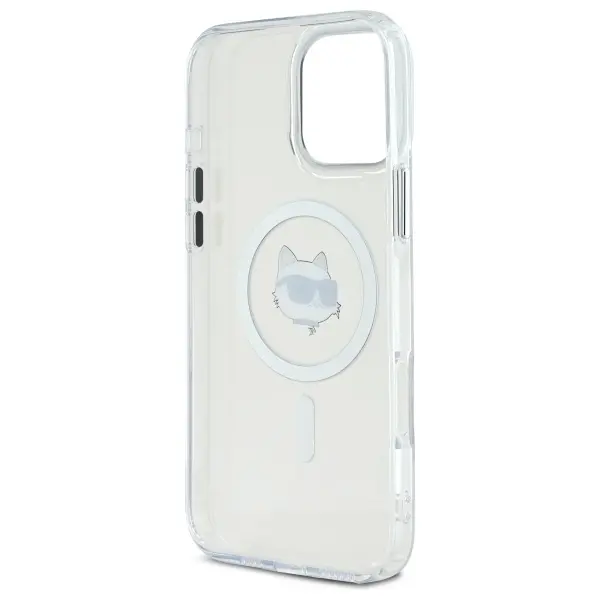 Etui Karl Lagerfeld IML Metal Choupette Head MagSafe do iPhone 16 Pro Max Biały