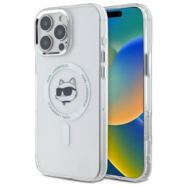 Etui Karl Lagerfeld IML Metal Choupette Head MagSafe do iPhone 16 Pro Max Biały
