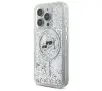 Etui Karl Lagerfeld Liquid Glitter Karl&Choupette Head MagSafe do iPhone 16 Pro Przezroczysty