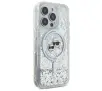 Etui Karl Lagerfeld Liquid Glitter Karl&Choupette Head MagSafe do iPhone 16 Pro Przezroczysty