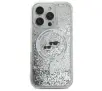 Etui Karl Lagerfeld Liquid Glitter Karl&Choupette Head MagSafe do iPhone 16 Pro Przezroczysty