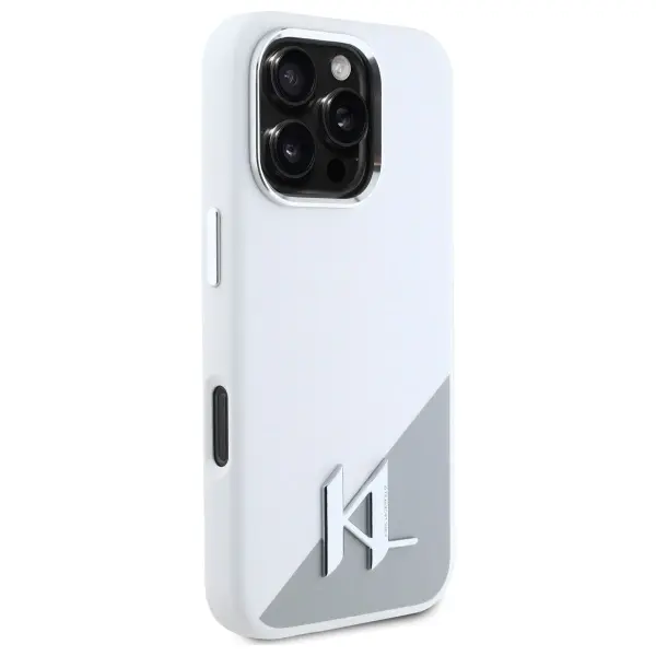 Etui Karl Lagerfeld Silicone Initial Metal Logo MagSafe do iPhone 16 Pro Max Biały