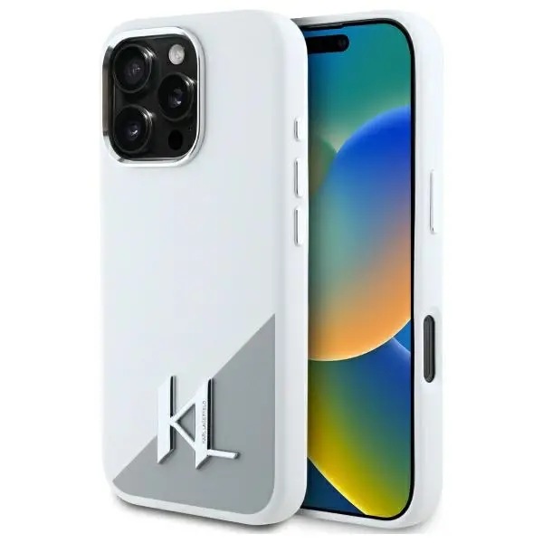 Etui Karl Lagerfeld Silicone Initial Metal Logo MagSafe do iPhone 16 Pro Max Biały