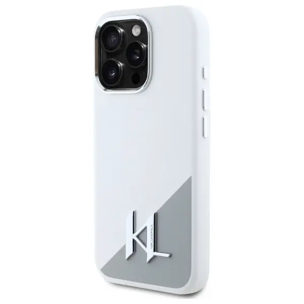 Etui Karl Lagerfeld Silicone Initial Metal Logo MagSafe do iPhone 16 Pro Max Biały