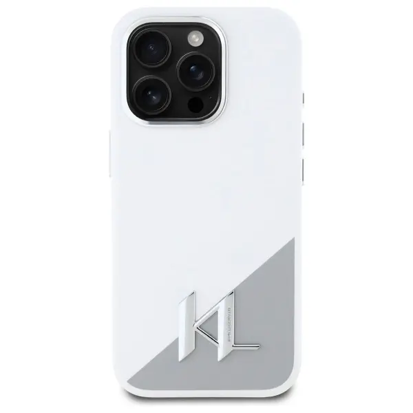 Etui Karl Lagerfeld Silicone Initial Metal Logo MagSafe do iPhone 16 Pro Max Biały