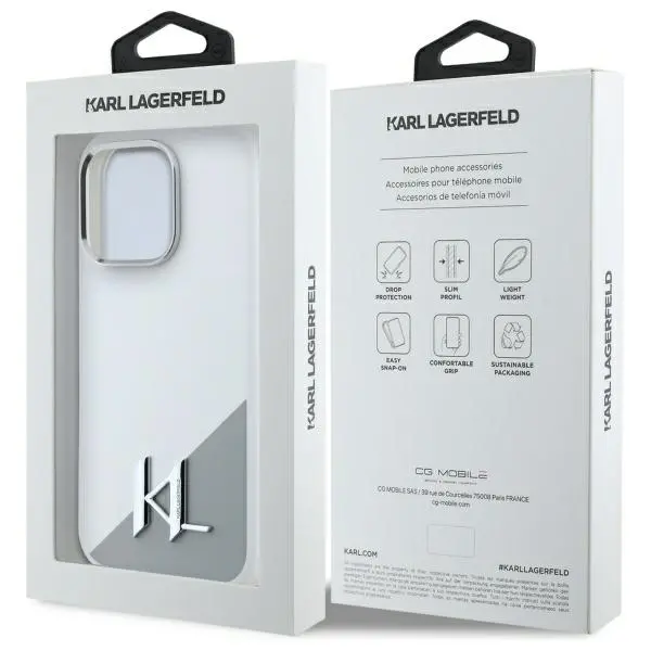 Etui Karl Lagerfeld Silicone Initial Metal Logo MagSafe do iPhone 16 Pro Max Biały