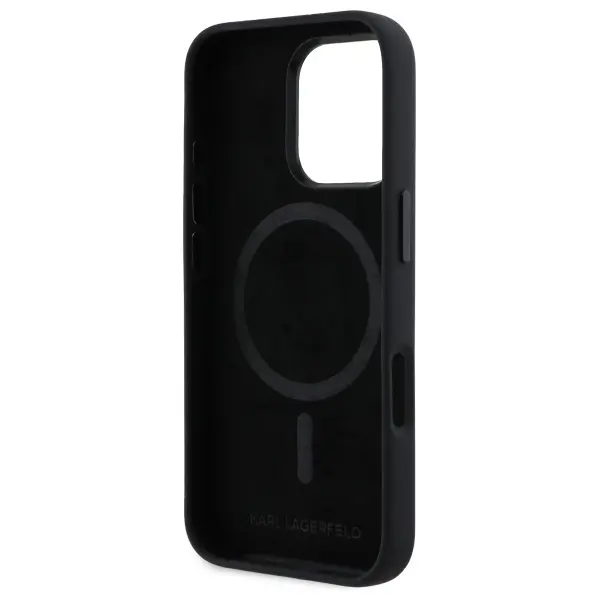 Etui Karl Lagerfeld Silicone Shadow Metal Initial do iPhone 16 Pro Max Czarny