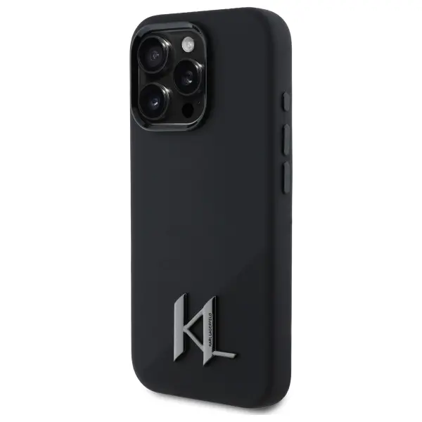 Etui Karl Lagerfeld Silicone Shadow Metal Initial MagSafe do iPhone 16 Pro Czarny