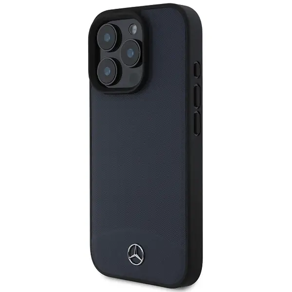 Etui Mercedes-Benz Textured And Plain Leather MagSafe do iPhone 16 Pro Max Granatowy
