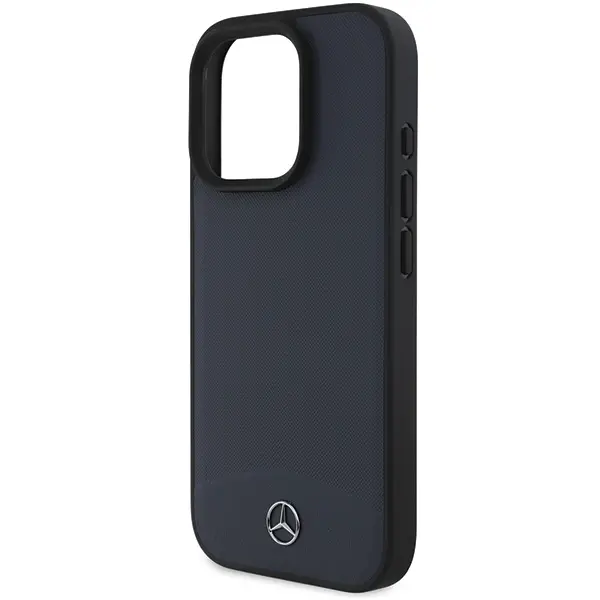Etui Mercedes-Benz Textured And Plain Leather MagSafe do iPhone 16 Pro Max Granatowy
