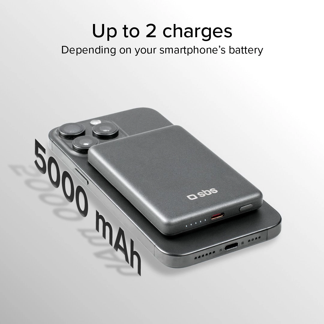 Powerbank SBS TEBB5000MAGSLIM SlimMag 5000mAh PD 20W Szary