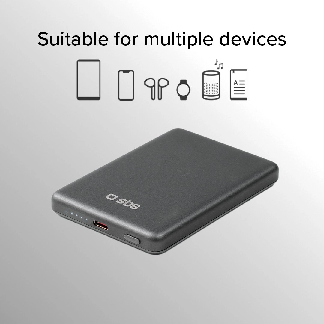 Powerbank SBS TEBB5000MAGSLIM SlimMag 5000mAh PD 20W Szary