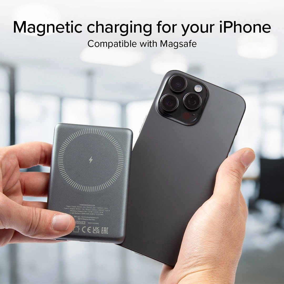 Powerbank SBS TEBB5000MAGSLIM SlimMag 5000mAh PD 20W Szary