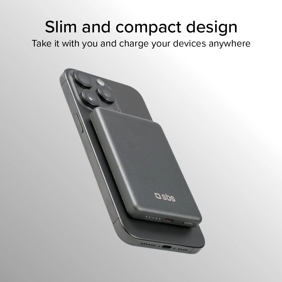 Powerbank SBS TEBB5000MAGSLIM SlimMag 5000mAh PD 20W Szary