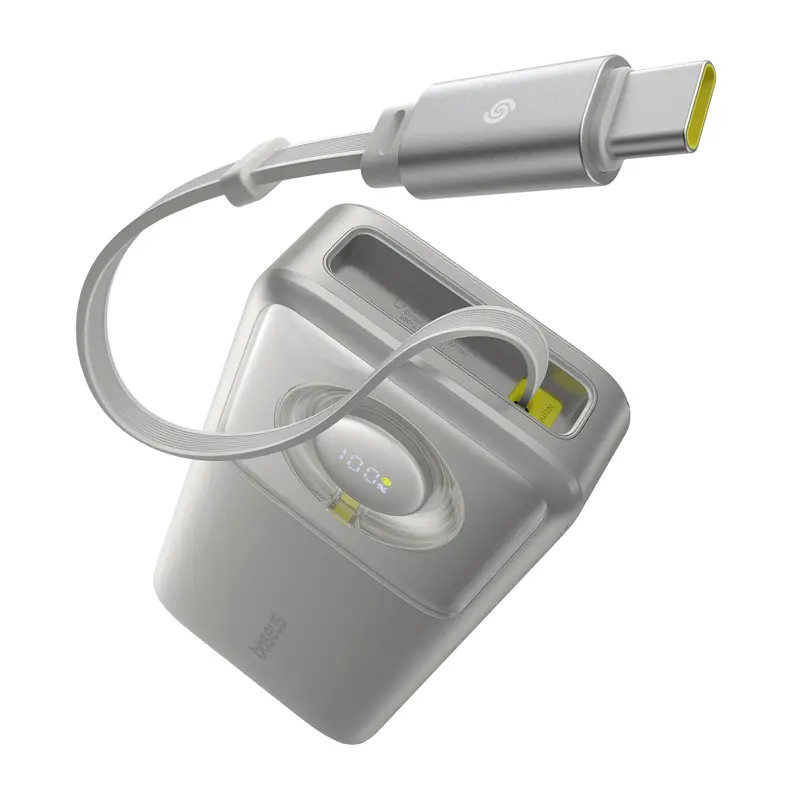 Powerbank Baseus Free2Pull 20000mAh 65W Wbudowany kabel Szary