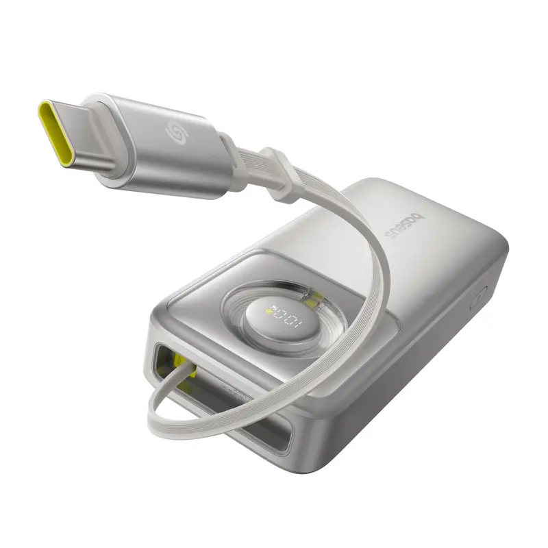 Powerbank Baseus Free2Pull 20000mAh 65W Wbudowany kabel Szary