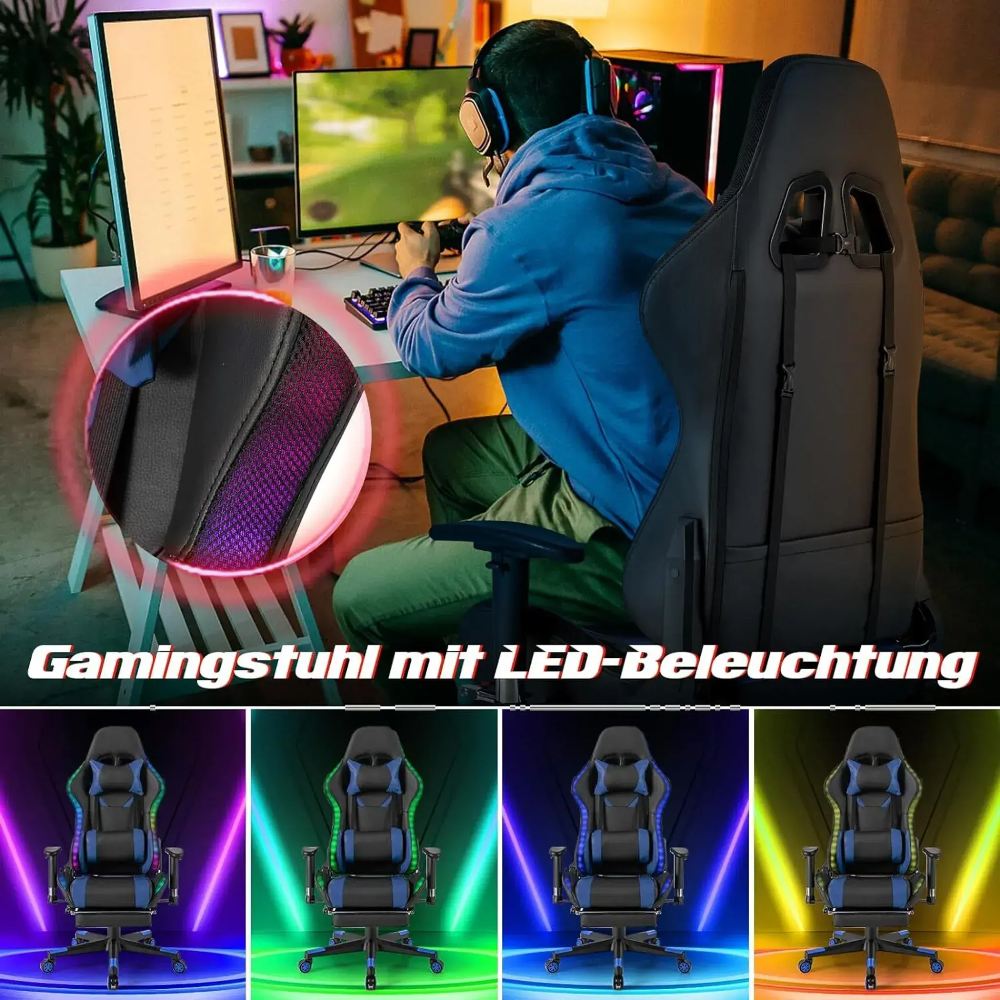 Fotel Extralink EVO 730-5 LED Gamingowy do 160kg