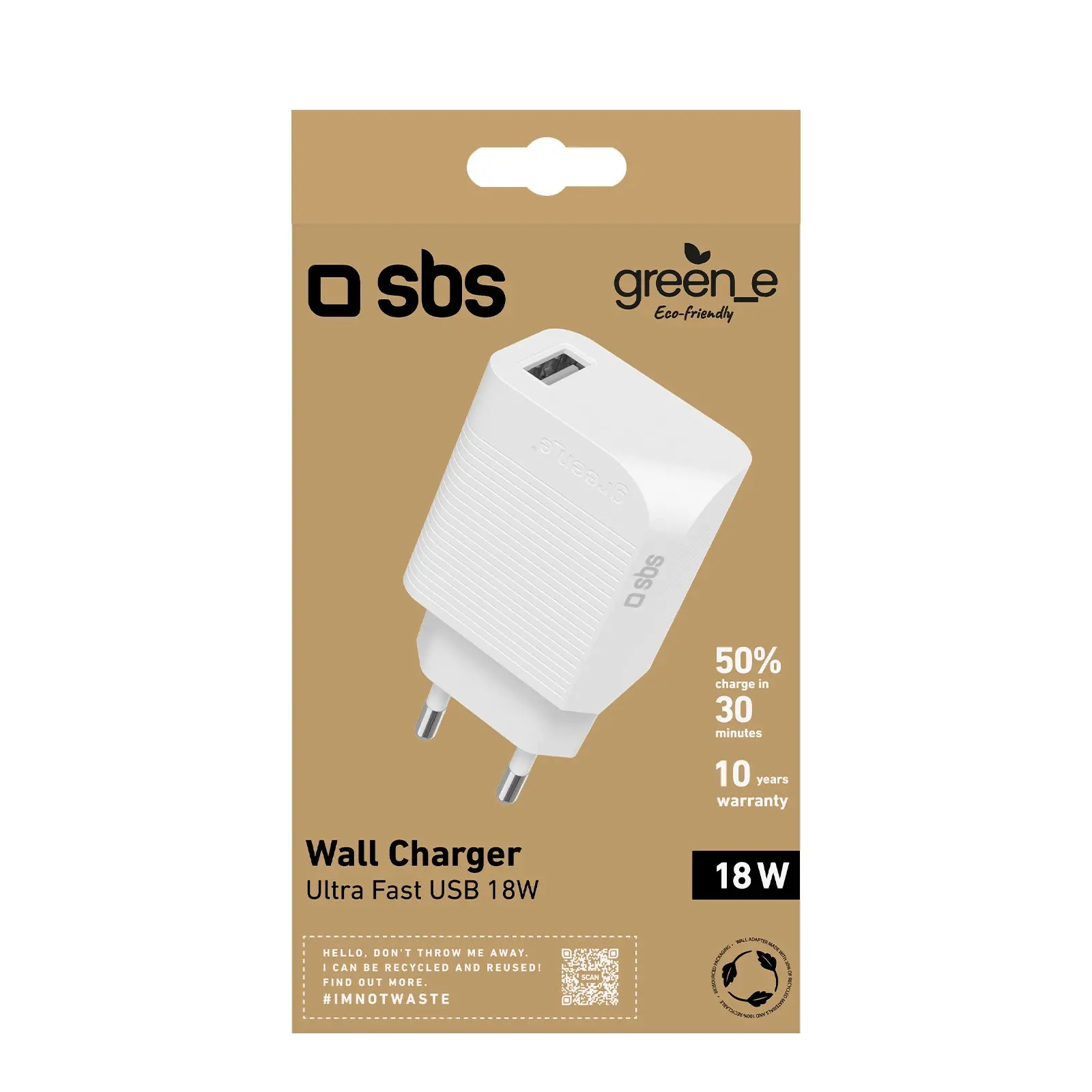 Ładowarka sieciowa SBS Power Delivery USB-A 18W Biały