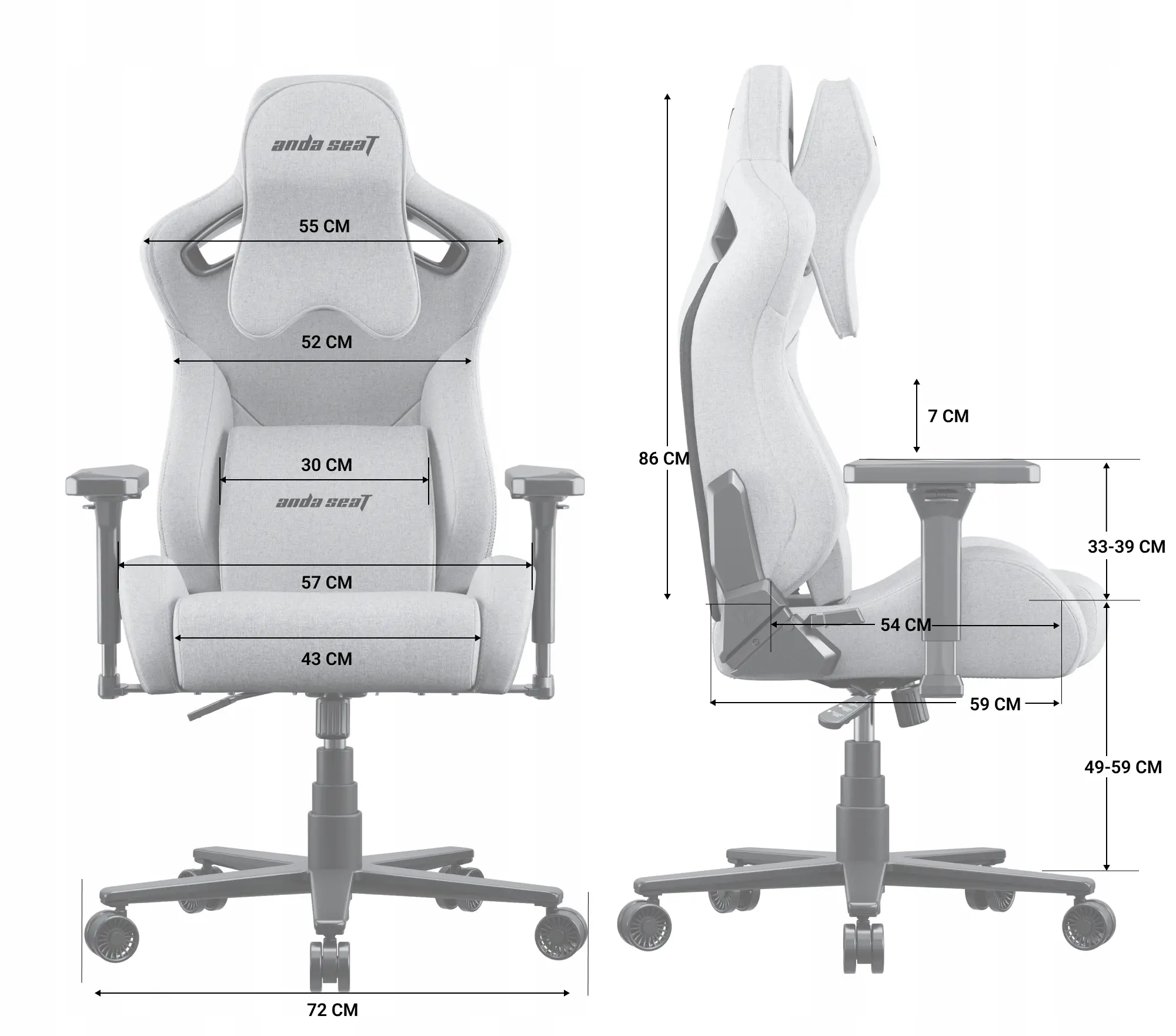 Fotel Anda Seat Kaiser 2 Frontier XL Gamingowy do 150kg Tkanina Czarny