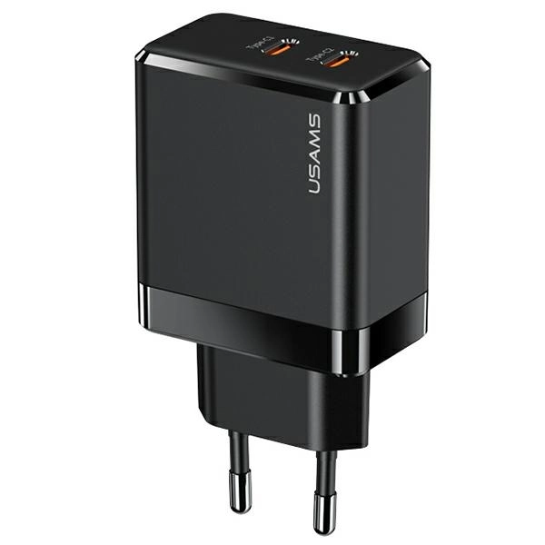 Ładowarka sieciowa USAMS 2xUSB-C T54 GaN 40W PD Fast Charging Czarny