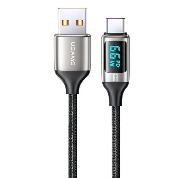 Kabel USAMS USB do USB-C LED 6A Fast Charging 1,2m Biały