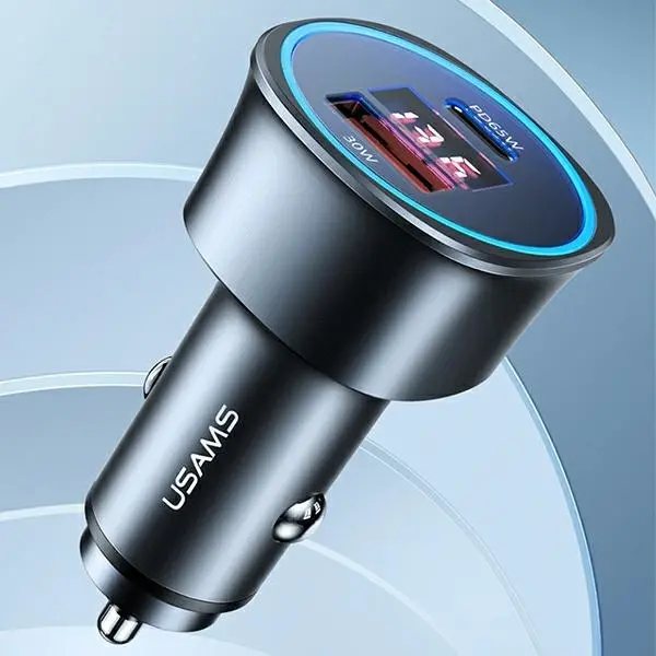 Ładowarka samochodowa USAMS 1xUSB+1xUSB-C C26 95W Fast Charge Czarny