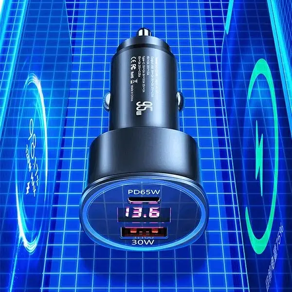 Ładowarka samochodowa USAMS 1xUSB+1xUSB-C C26 95W Fast Charge Czarny
