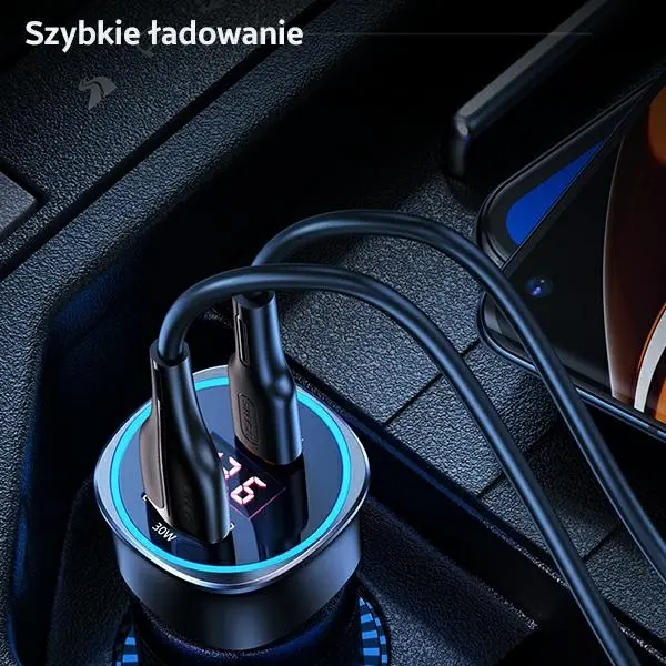 Ładowarka samochodowa USAMS 1xUSB+1xUSB-C C26 95W Fast Charge Czarny