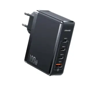 Ładowarka sieciowa USAMS 3xUSB-C+1xUSB GaN 100W PD Fast Charging Czarny