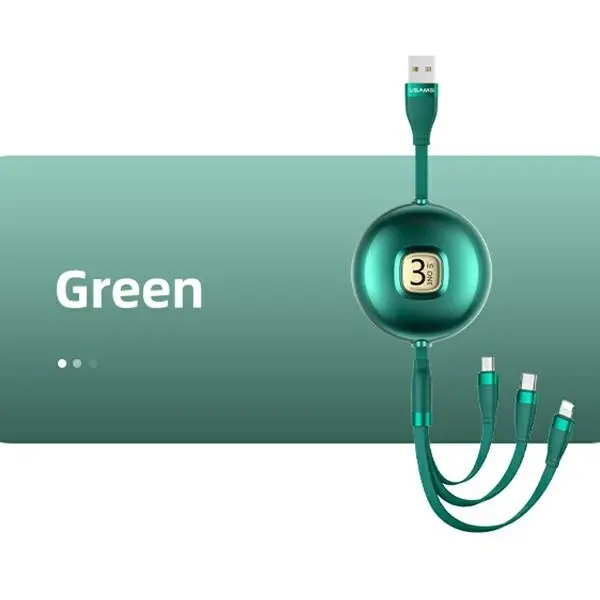 Kabel USAMS 3w1 USB do lightning/microUSB/USB-C 1m Zielony
