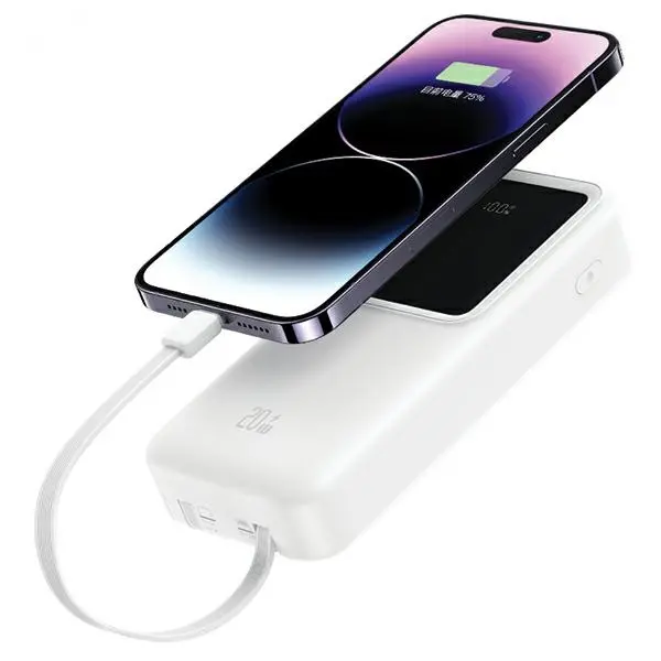 Powerbank USAMS US-CD213 Z wbudowanymi kablami USB-C / Lightning 30000mAh PD 20W Fast Charge X-chel Series Czarny