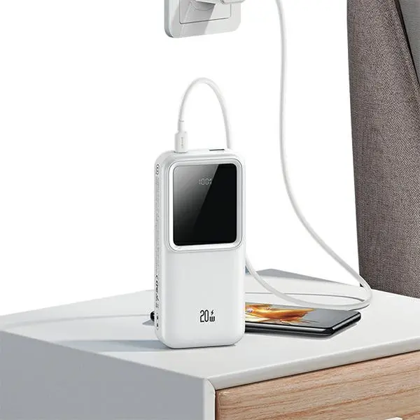 Powerbank USAMS US-CD213 Z wbudowanymi kablami USB-C / Lightning 30000mAh PD 20W Fast Charge X-chel Series Czarny