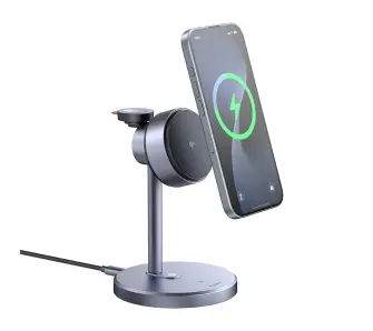 Ładowarka indukcyjna Mcdodo CH-2462 3w1 15W Qi2 + ładowarka sieciowa 33W Szary