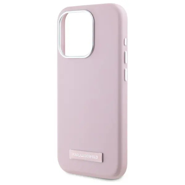Etui Karl Lagerfeld FW Metal Plate MagSafe do iPhone 15 Pro Różowy