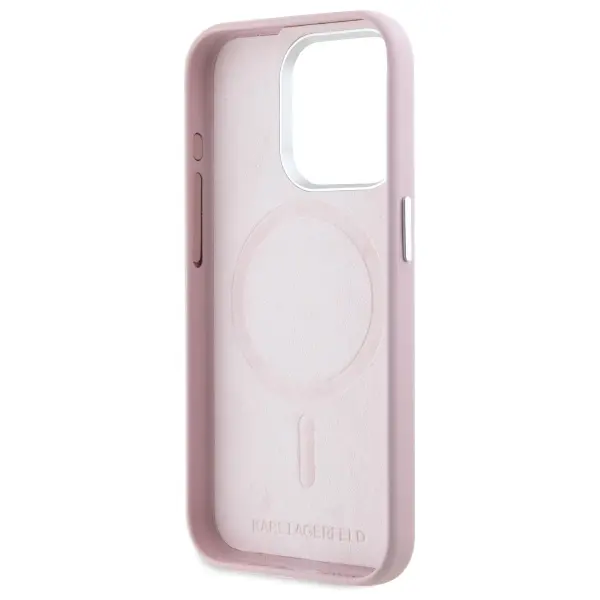 Etui Karl Lagerfeld FW Metal Plate MagSafe do iPhone 15 Pro Różowy