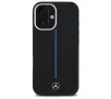 Etui Mercedes-Benz Silicone Blue Stripe MagSafe do iPhone 16 Czarny