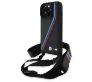 BMW M Edition Carbon Tricolor Lines & Strap do iPhone 16 Pro Max Czarny