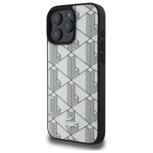 Etui Lacoste Mono Farine MagSafe do iPhone 16 Pro Max Szary