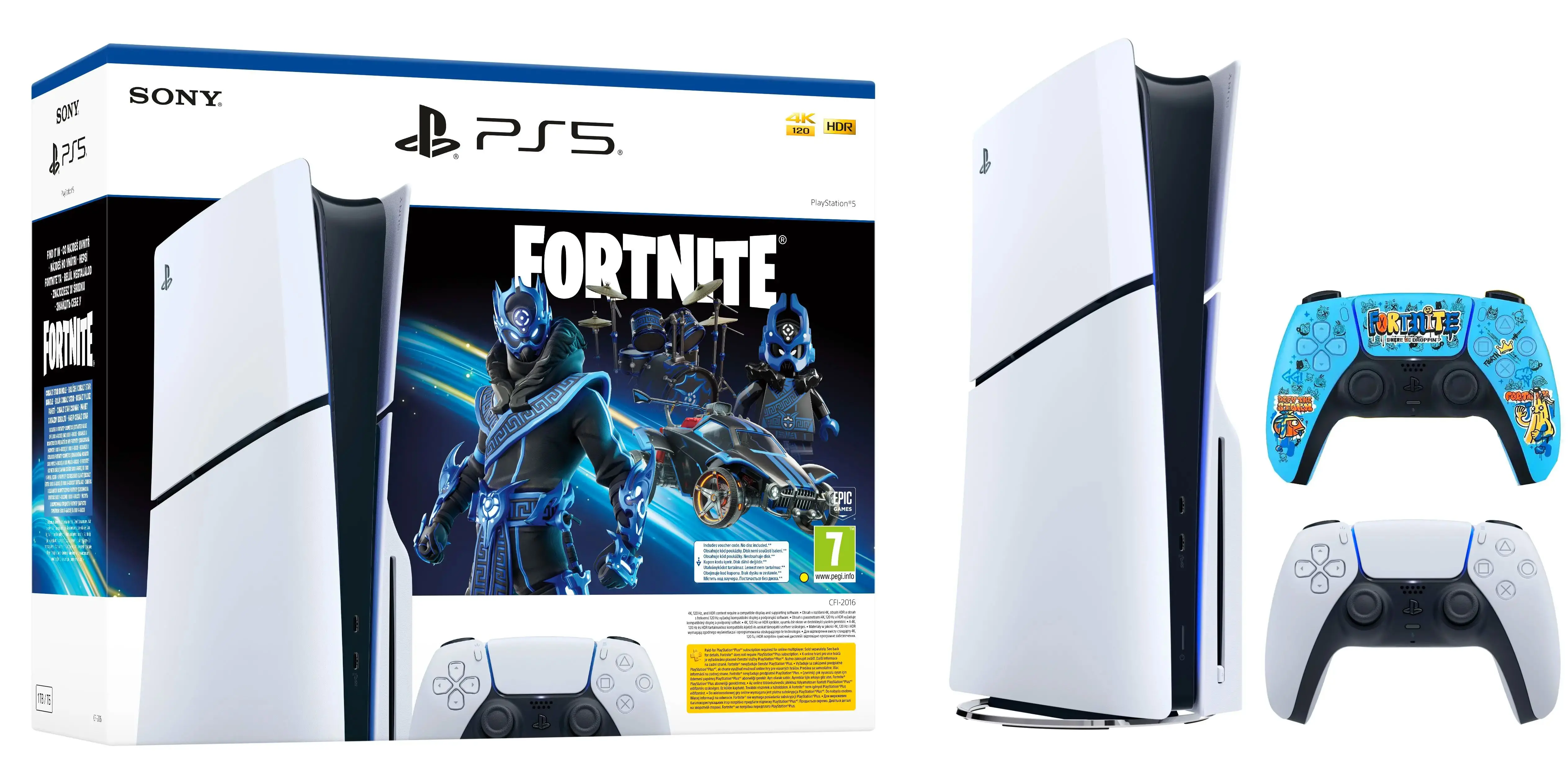 Konsola Sony PlayStation 5 Slim D Chassis (PS5) 1TB z napędem Fortnite Cobalt + Dodatkowy Pad Fortnite