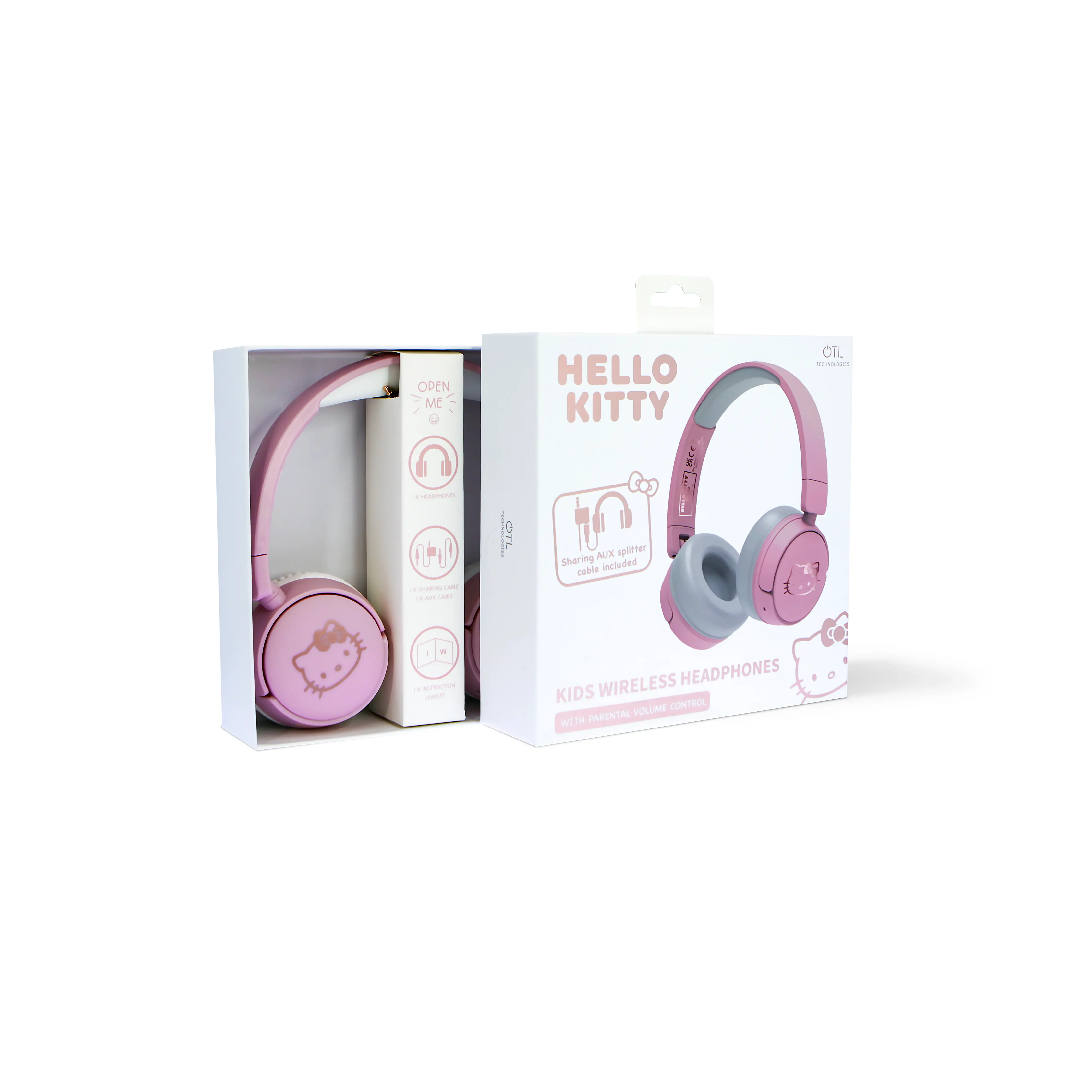 Słuchawki bezprzewodowe z mikrofonem OTL Technologies Hello Kitty Kids Wireless Dla Dzieci Nauszne Różowo-biały