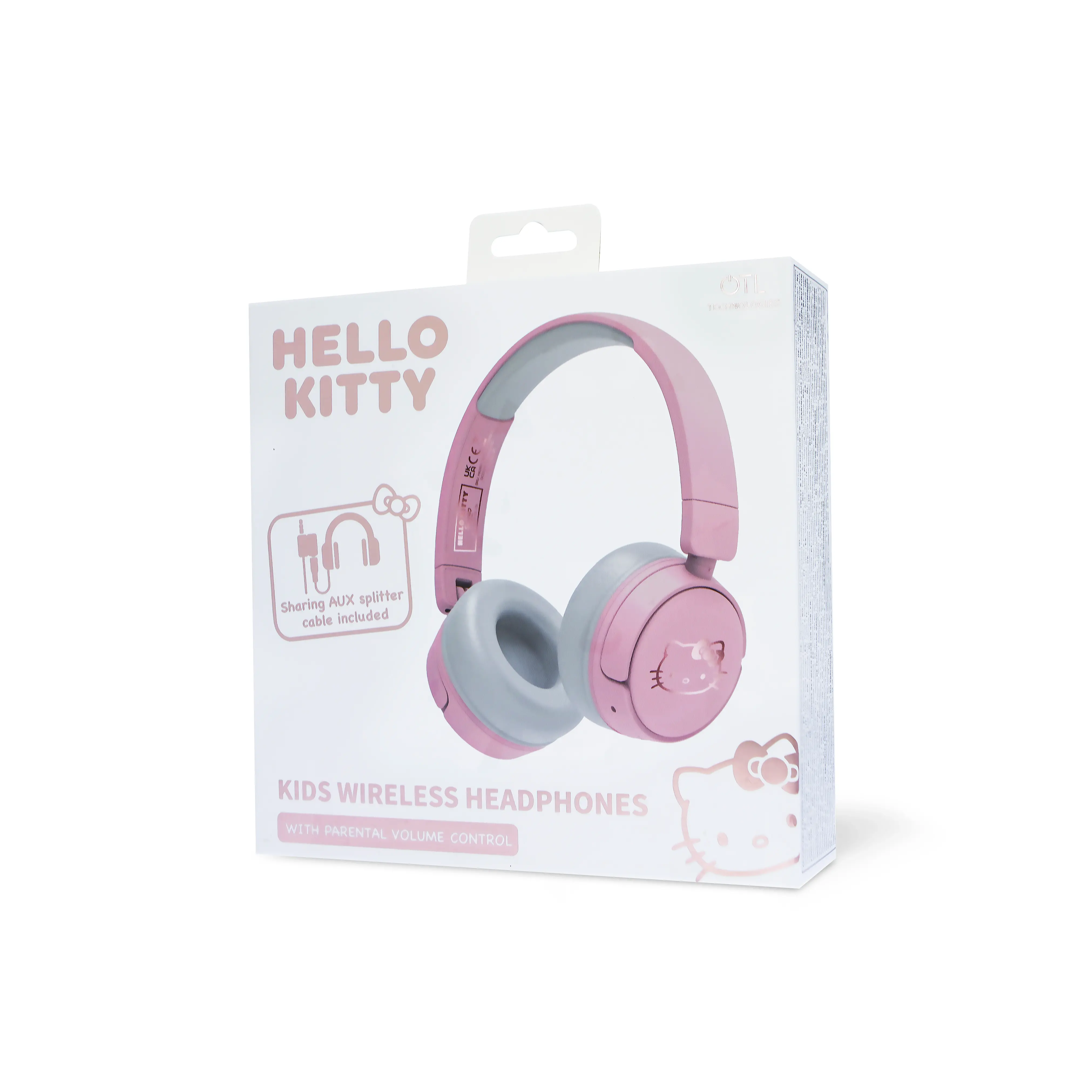 Słuchawki bezprzewodowe z mikrofonem OTL Technologies Hello Kitty Kids Wireless Dla Dzieci Nauszne Różowo-biały