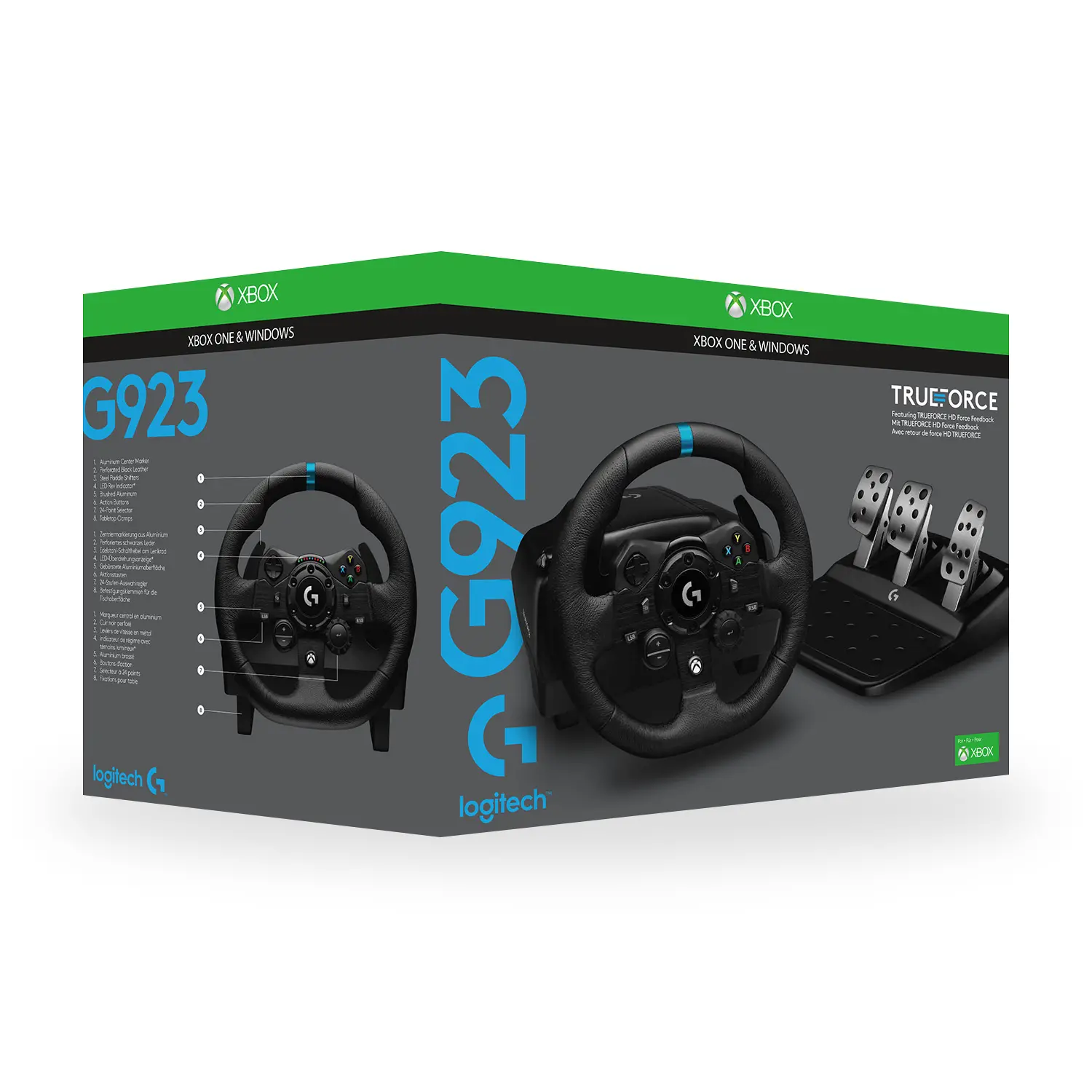 Kierownica Logitech G923 z pedałami do Xbox Series X/S, Xbox One, PC Force Feedback + skrzynia biegów Driving Force Shifter