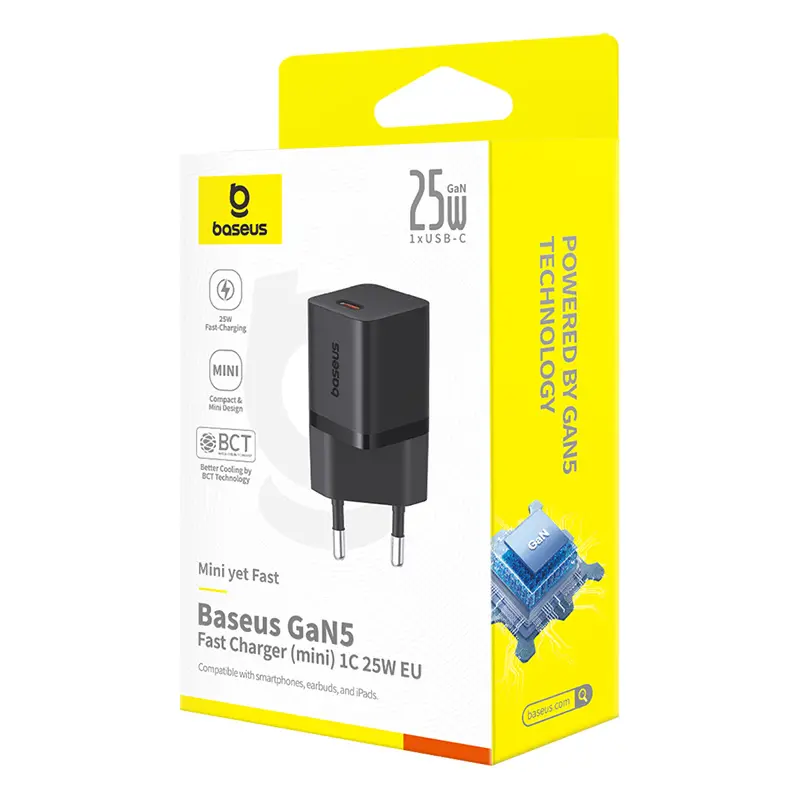 Ładowarka sieciowa Baseus GaN5 mini 1C 25W Czarny