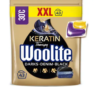 Kapsułki do prania Woolite Keratin Therapy Dark do czarnego koloru 43szt.