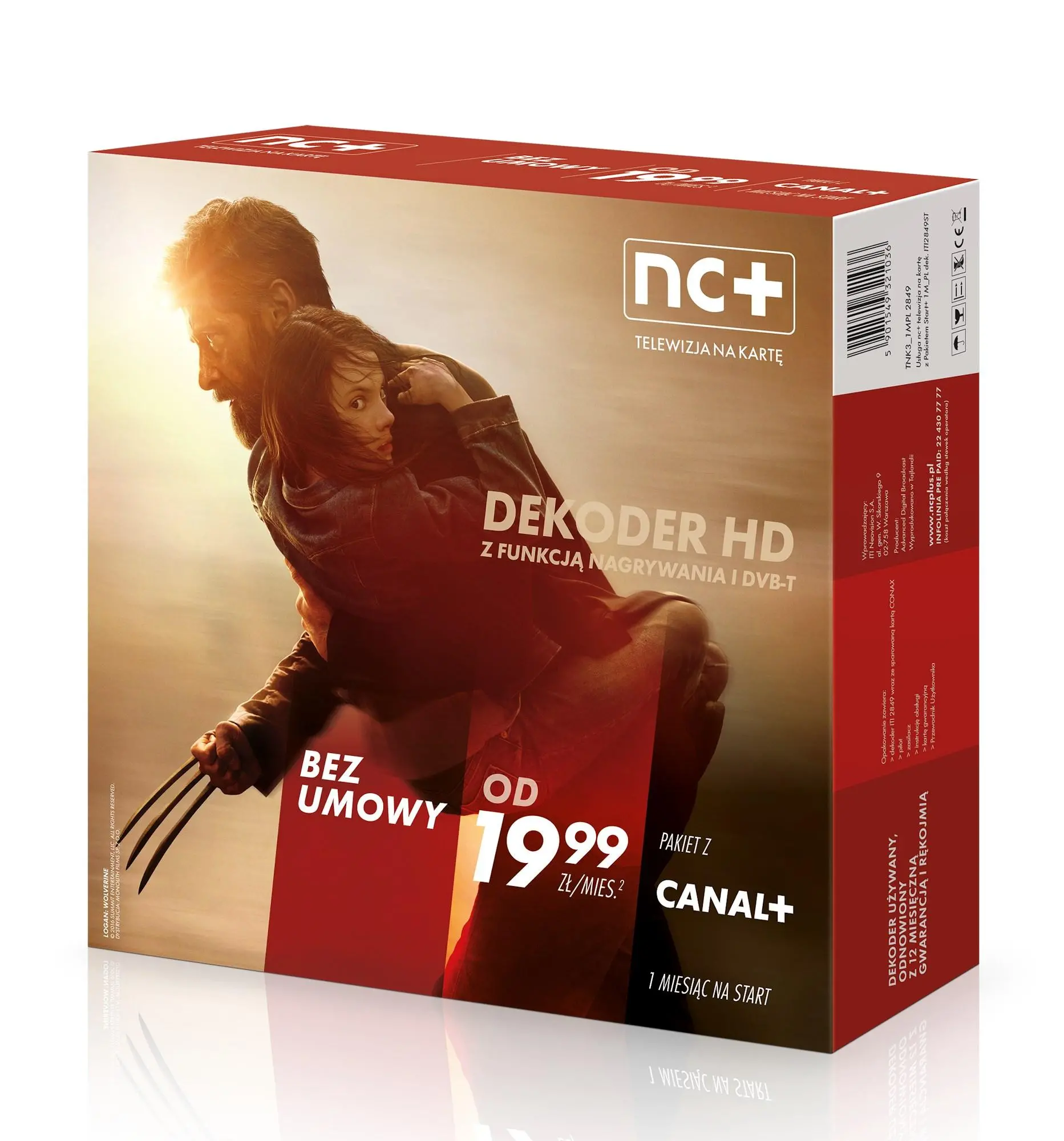 Usługa nc+ telewizja na kartę (130 kanałów, 1 m-c na start z Canal+) - dekoder HD ITI2849