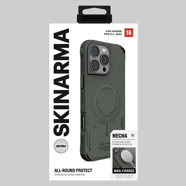 Etui Skinarma Mecha Magnetic Charging do iPhone 16 Pro Oliwkowy