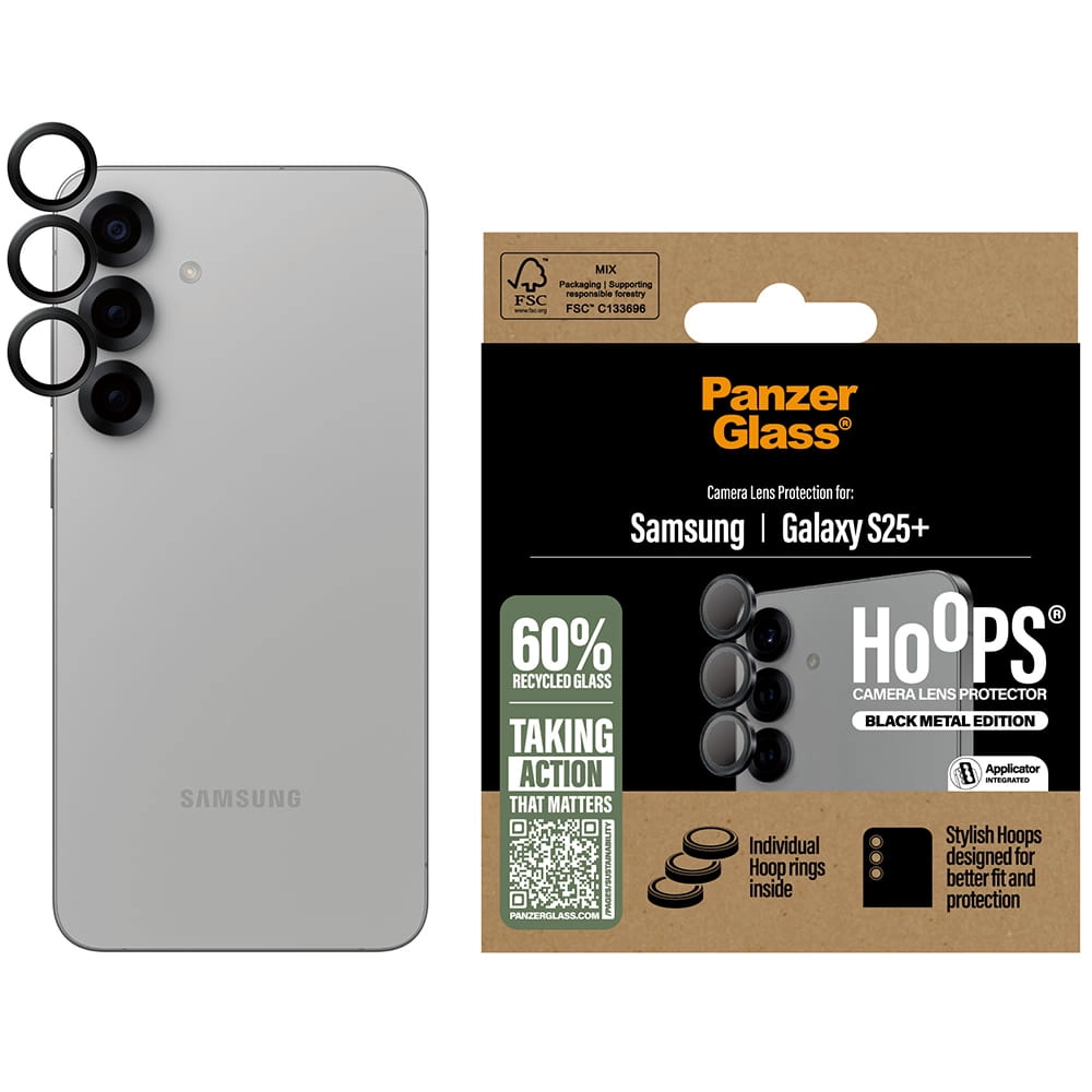 Szkło hartowane PanzerGlass Hoops Camera Lens Protector do Galaxy S25+ Czarny