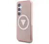 Etui Guess 4G Glitter Triangle Buttons MagSafe do Galaxy S25 Różowy