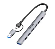 Unitek H1209AGY01 USB-A/C 7w1 z adapterem USB A 5 Gbps Szary