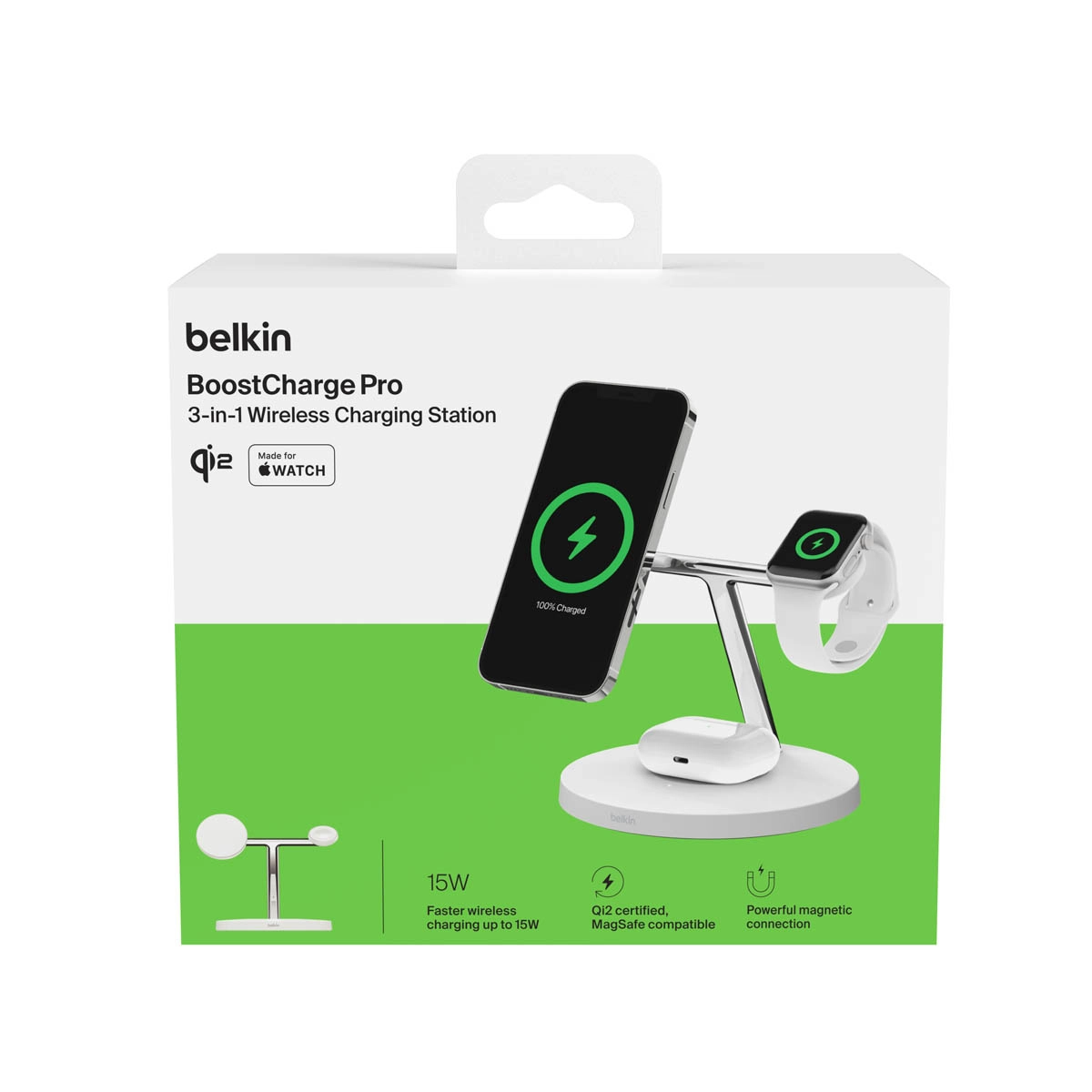 Ładowarka indukcyjna Belkin BoostCharge Pro MagSafe 3w1 QI2 15W Biały WIZ032KQWH